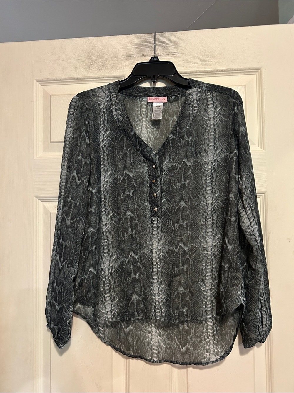 Isabella Sheer Snakeskin Blouse Size Petite Small